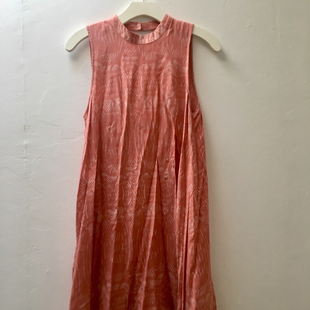 O’Neil High Neck Geometric Print Coral Dress